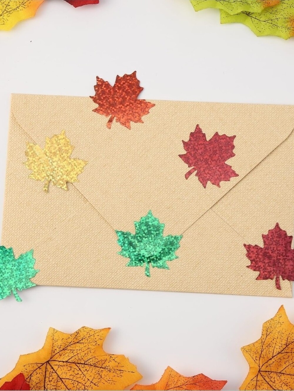 Fall Maple Leaf Stickers, 1.5" Fall Thanksgiving Stickers Decor, Holographic - Picture 3 of 4